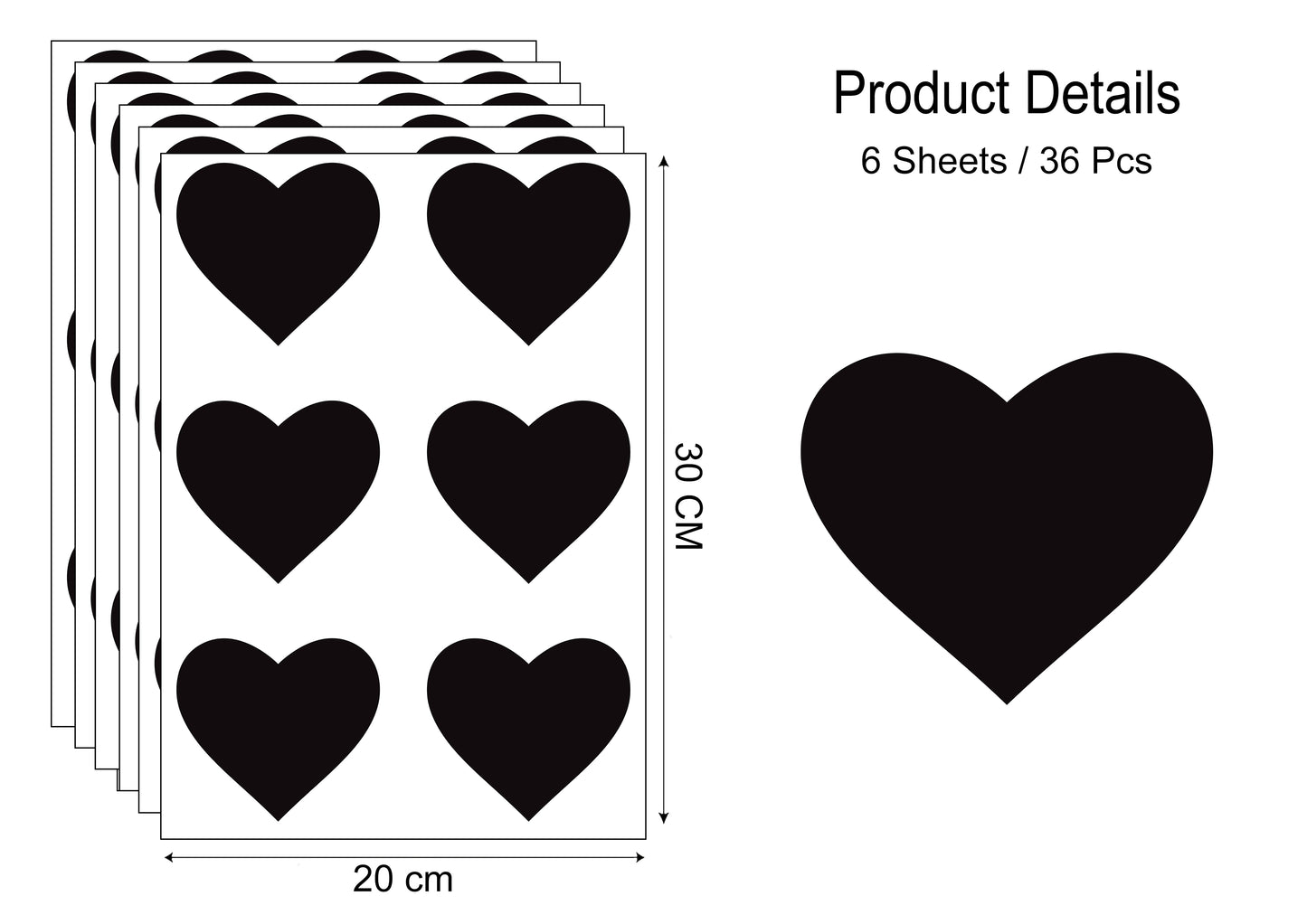 Black Heart Wall Stickers – Peel and Stick