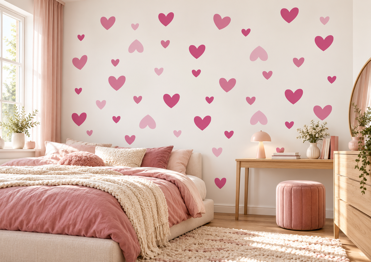 Sweet Pink Hearts Stickers