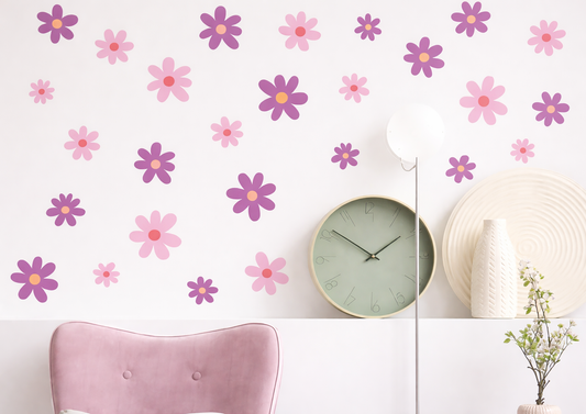 Pink and Purple Floral Wall Stickers