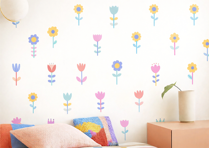 Pastel Flower Wall Stickers – Peel & Stick Kids Room Decor