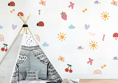 Sweet Garden Kids Wall Stickers – Strawberry & Sunshine Theme